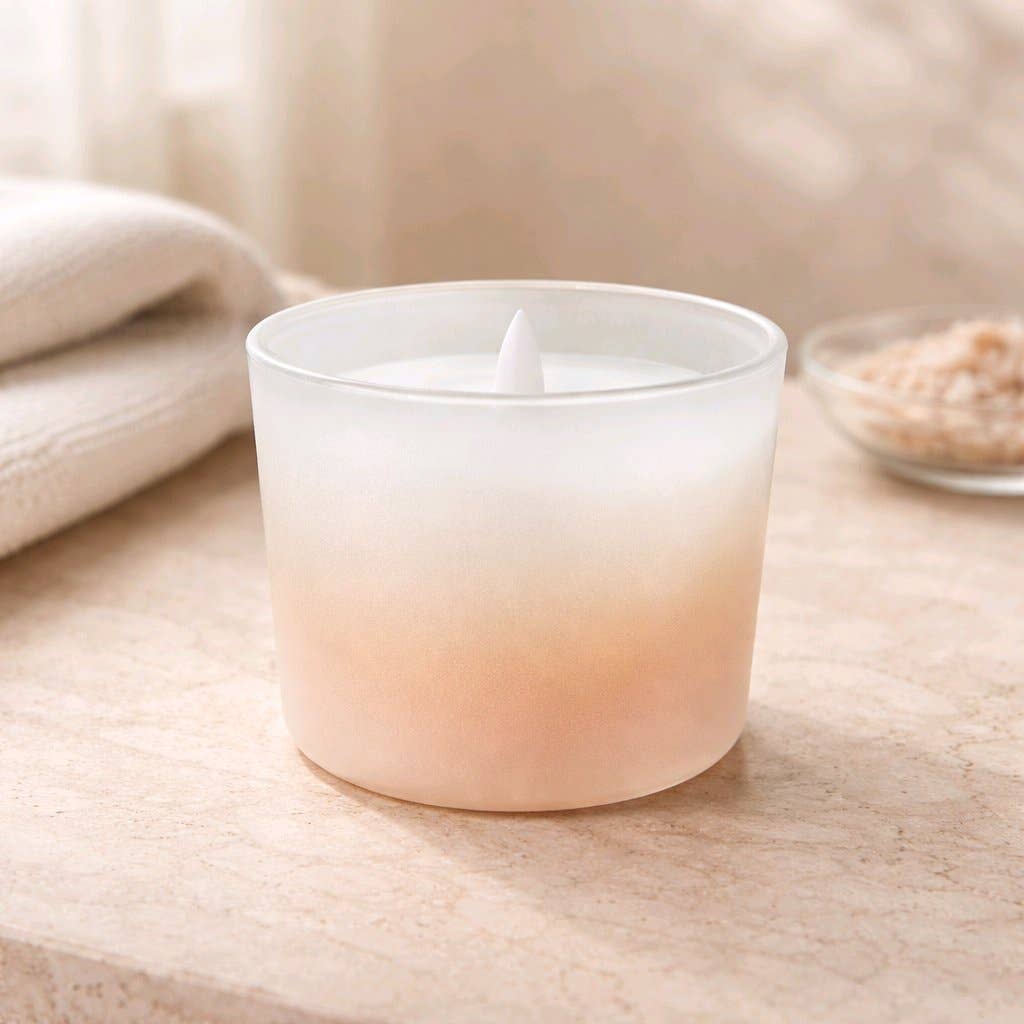 Peach Faded Paint Glass Wax Candle 4.4x3.2in