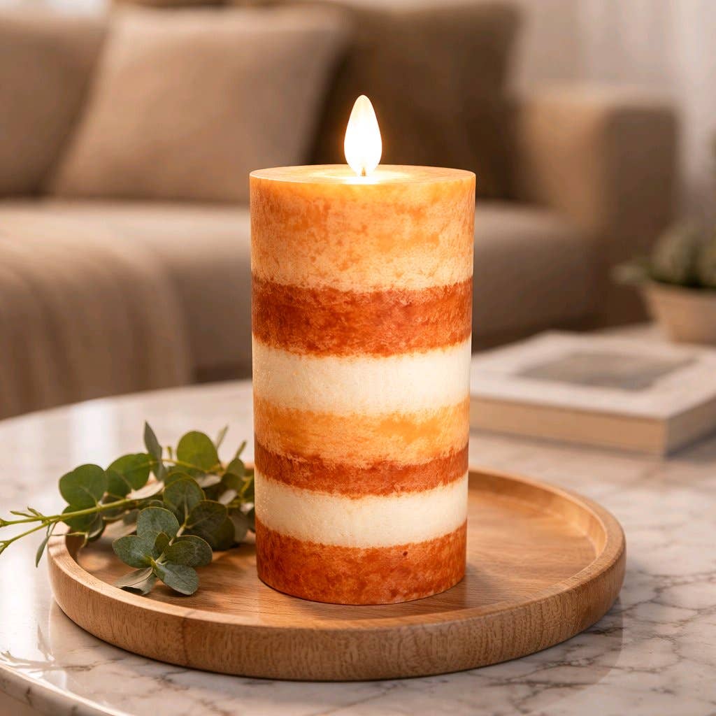 7 layer Fall Mottle Moving Flame LED Candle 3x6in