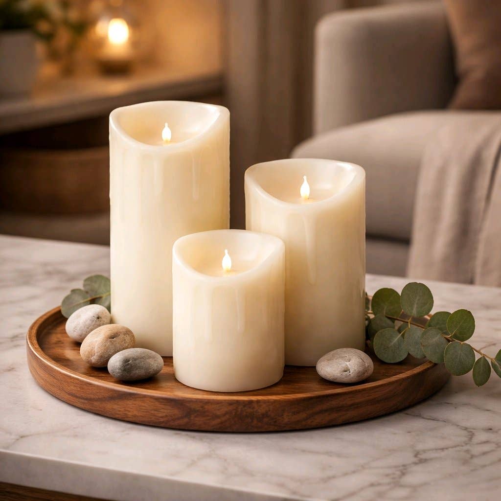 Cream Drip Silicone Dip LED Candle 3in by 8in