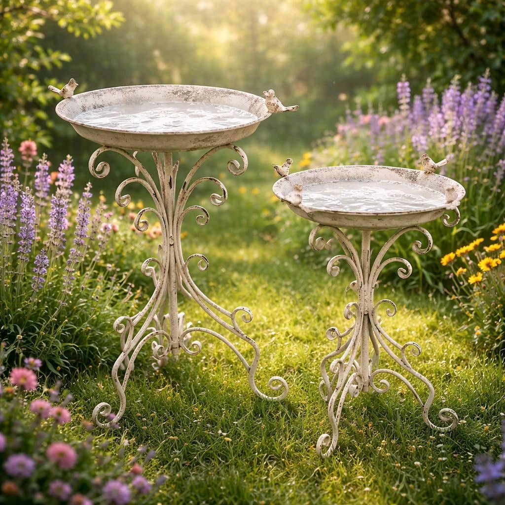 Birdbath Stand Set of 2 26in and 21inH