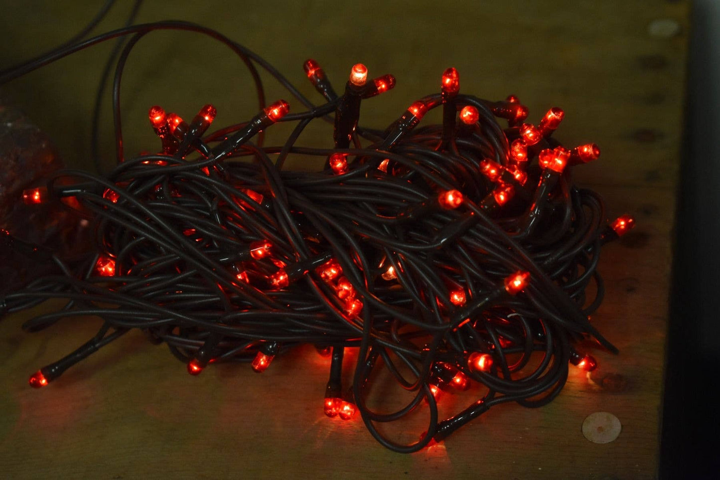 Red 20 Bulb Primitive RICE String Lights 5ft Green Cord - Steady On