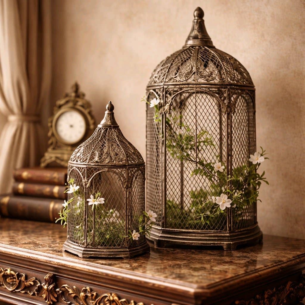 Cathedrial Lanterns Set of 2 18in and 14inH