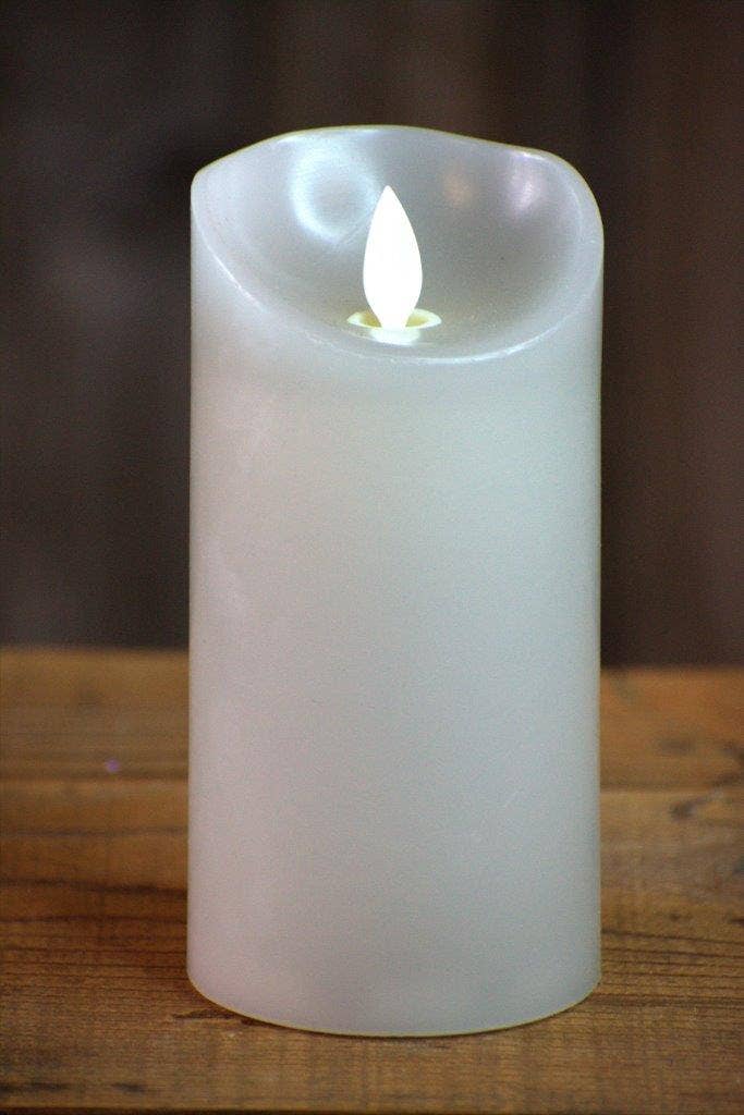Gray Timered Moving Flame LED Candle 3x6in