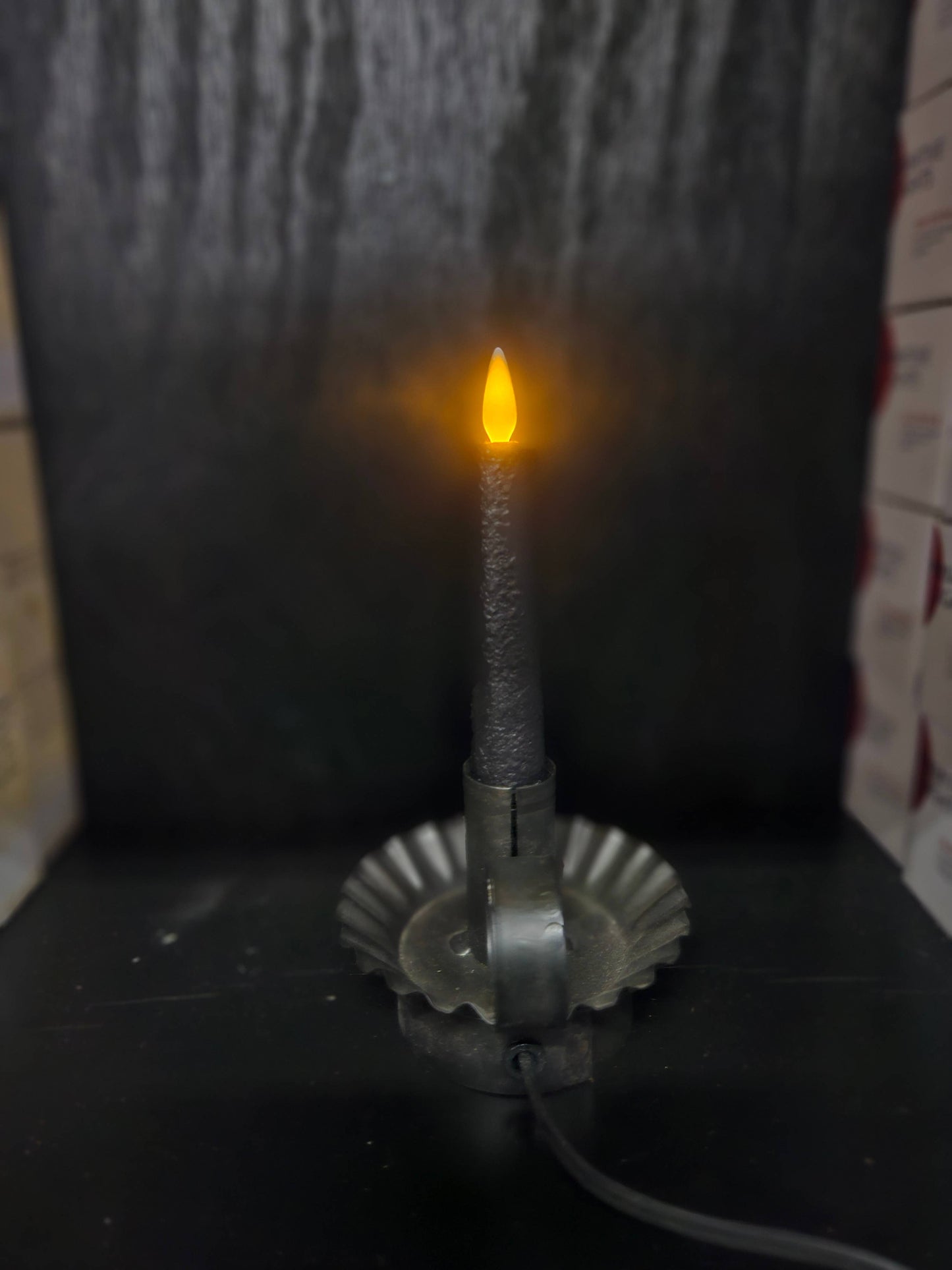Black Electric Moving Flame LED Candle 5.5in