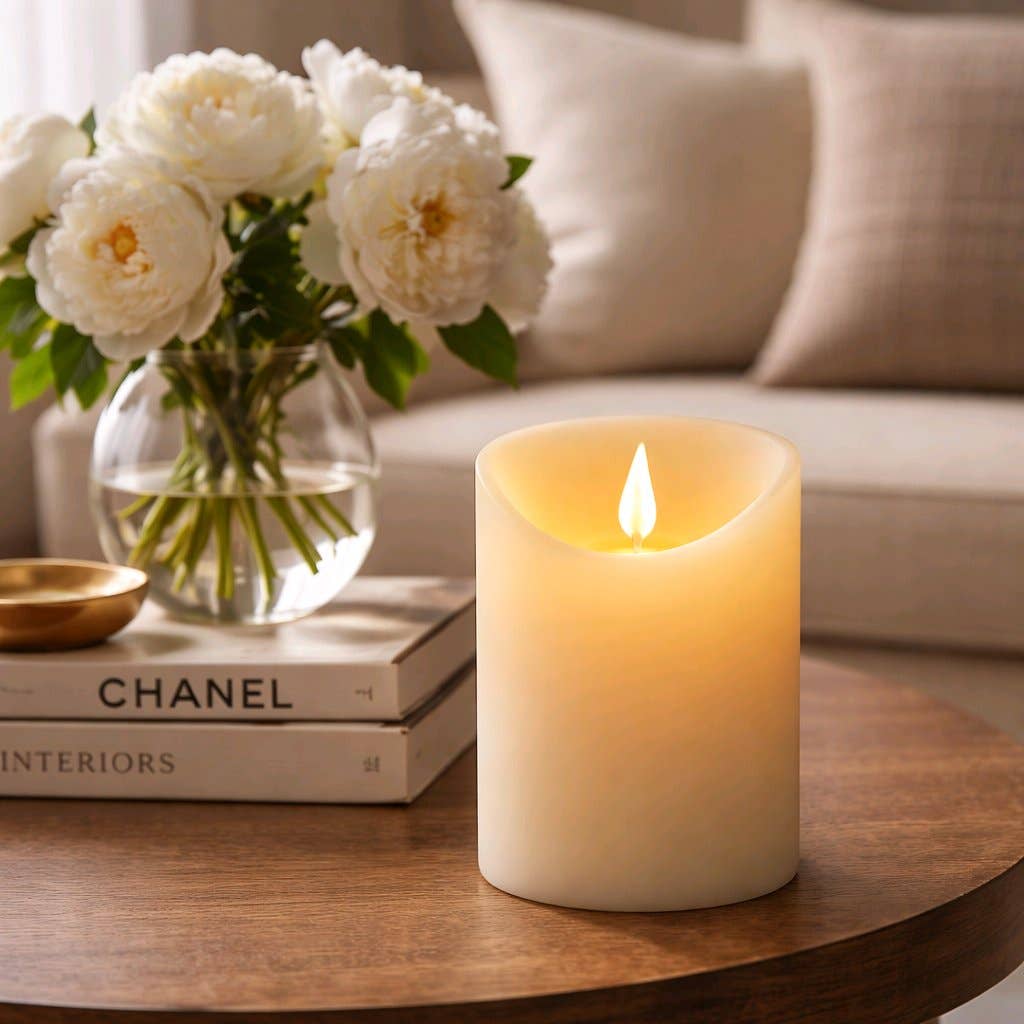 Cream Non Drip Moving Flame LED Candle 3in by 4in