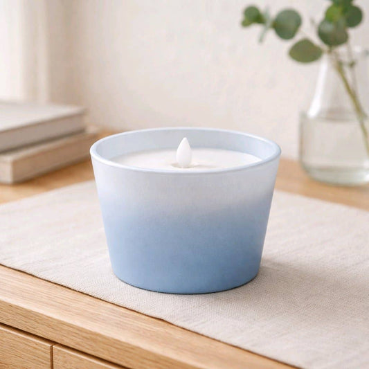 Blue Faded Paint Glass Wax Candle 4.4x3.2in