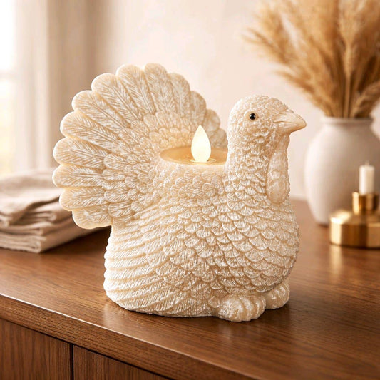 Turkey Shaped Moving Flame LED Candle 5.2x5x5in