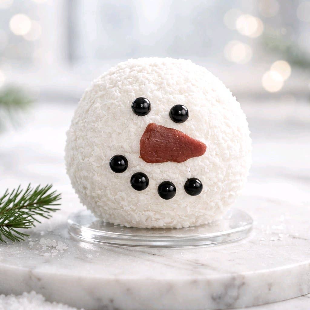 Round Snowman Moving Flame LED Candle 6x5.5in