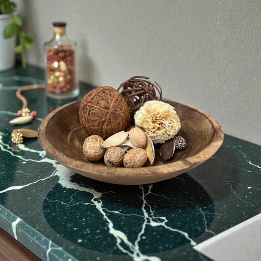 Dark Wooden Bowl 12x12x2.5in