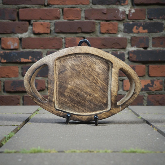 Dark Wood Football Tray 12x8x1in