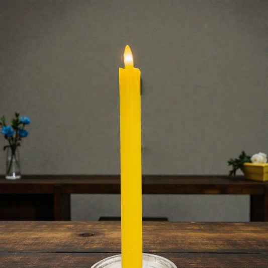 Yellow Taper Candle 3D Realistic Flame 0.8x10in Pack of 2