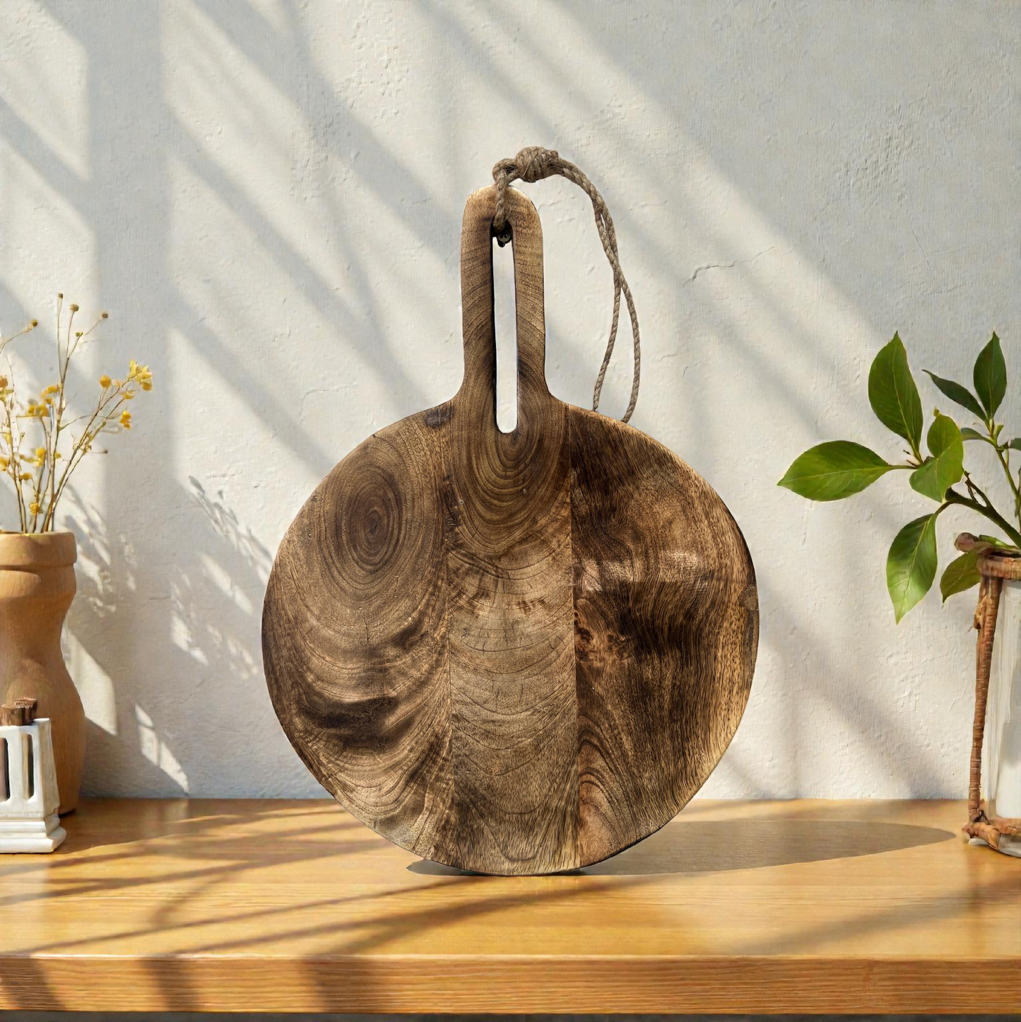 Dark Wood Round Chopping Board 16x12x0.5in