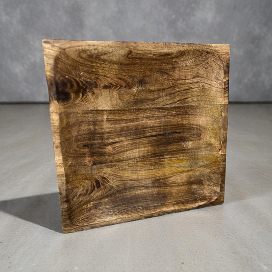 Dark Wood Square Tray 10x10x1.5in