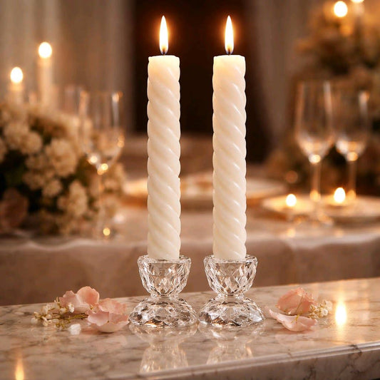 Spiral Taper Candle Realistic Flame 10in 2pack