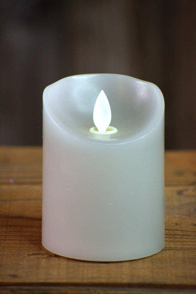 Gray Timered Moving Flame LED Candle 3x4in