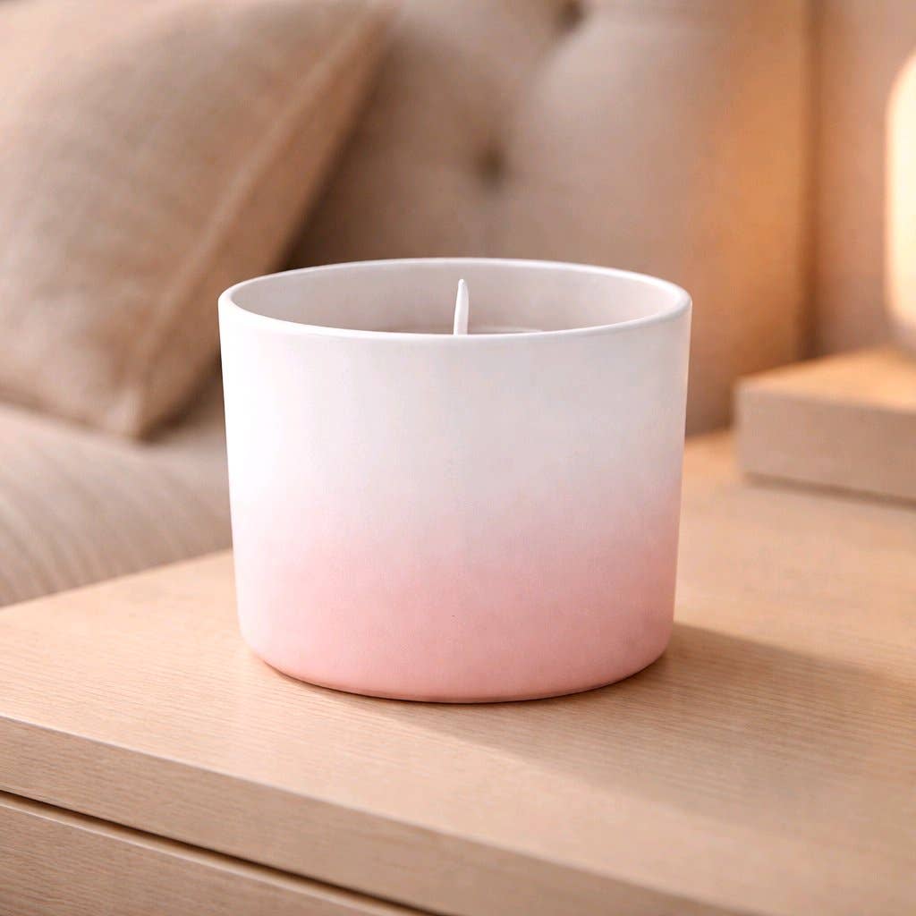 Watermelon Faded Paint Glass Wax Candle 4.4x3.2in